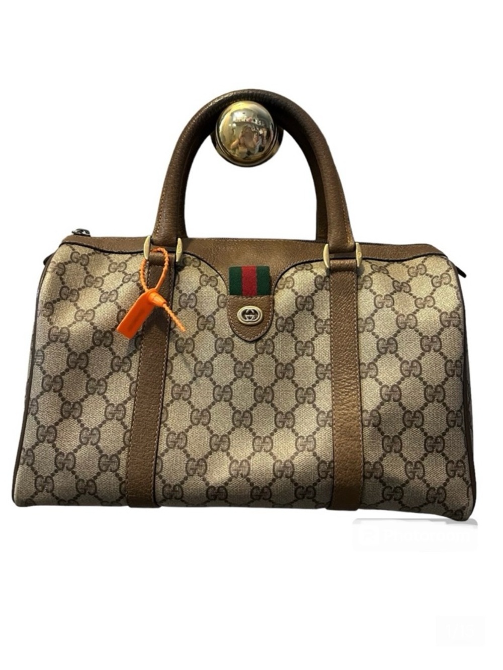Gucci Authentic Vintage GG Logo Canvas Sherry Line Boston Doctor Bag